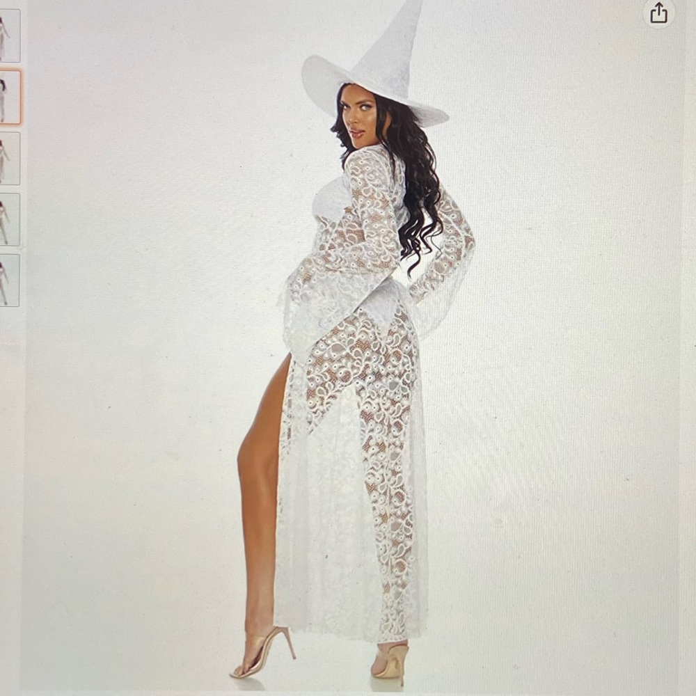 Sexy White Lace GOOD WITCH Dress Costume Hat S/M/2/4 Cosplay Forplay NEW 3pc